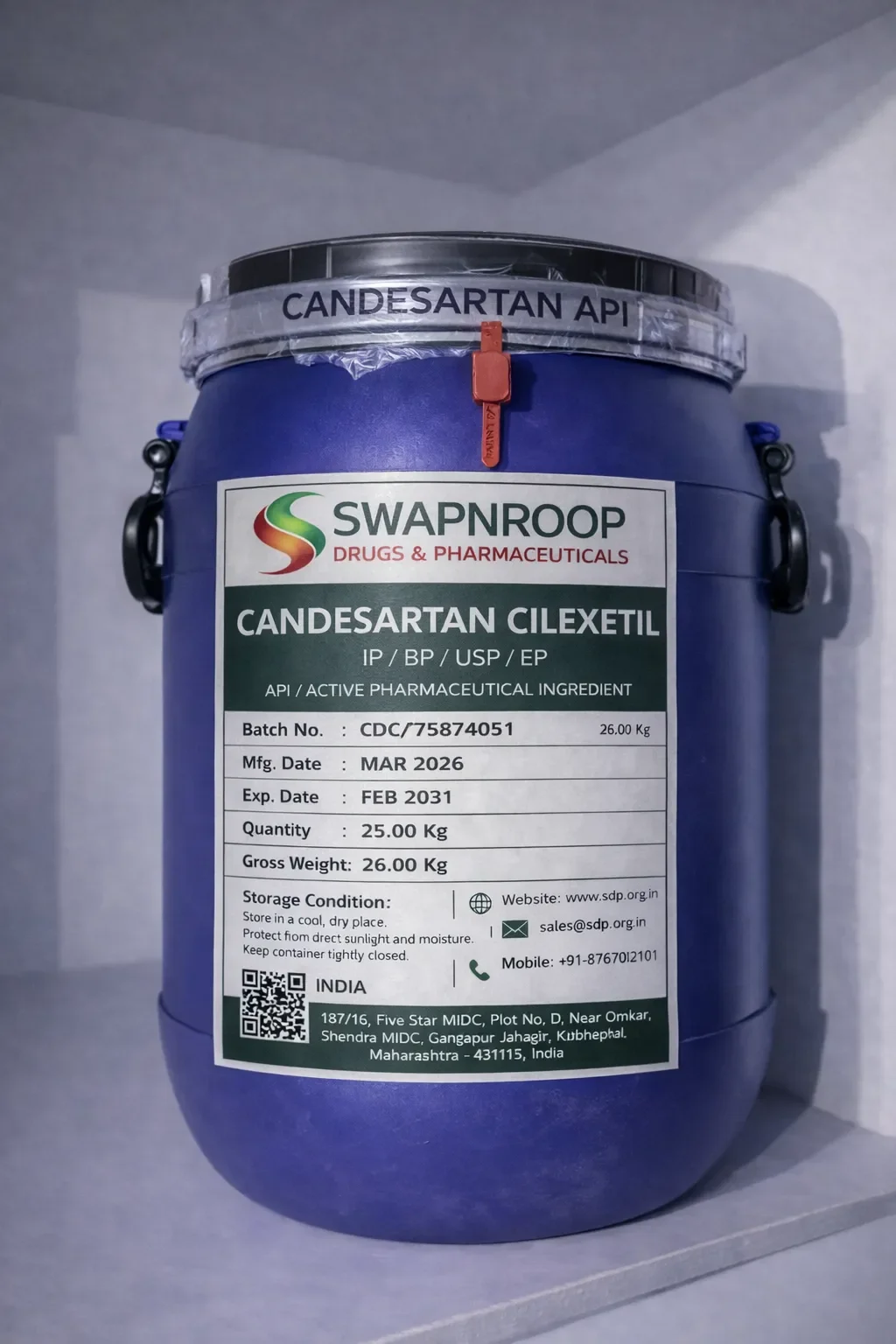 Candesartan Cilexetil API Manufacturer and Bulk Supplier in Maharashtra, India – Swapnroop Pharma